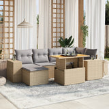 vidaXL 7-delige Loungeset met kussens poly rattan zwart