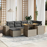vidaXL 7-delige Loungeset met kussens poly rattan zwart