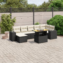 vidaXL 8-Piece Poly Rattan Lounge Set with Cushions Black