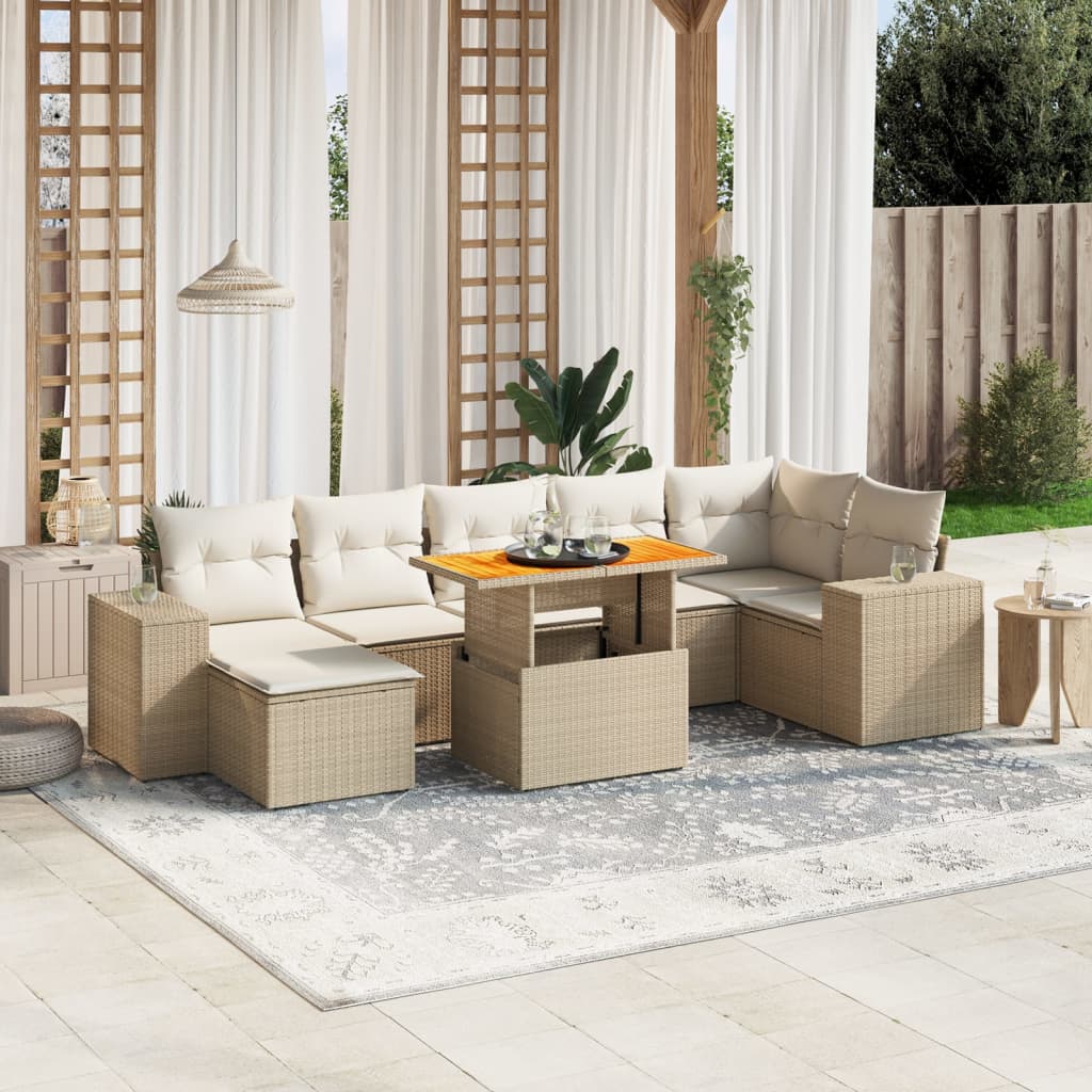 vidaXL 8-Piece Poly Rattan Lounge Set with Cushions Black