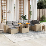 vidaXL 8-Piece Poly Rattan Lounge Set with Cushions Black
