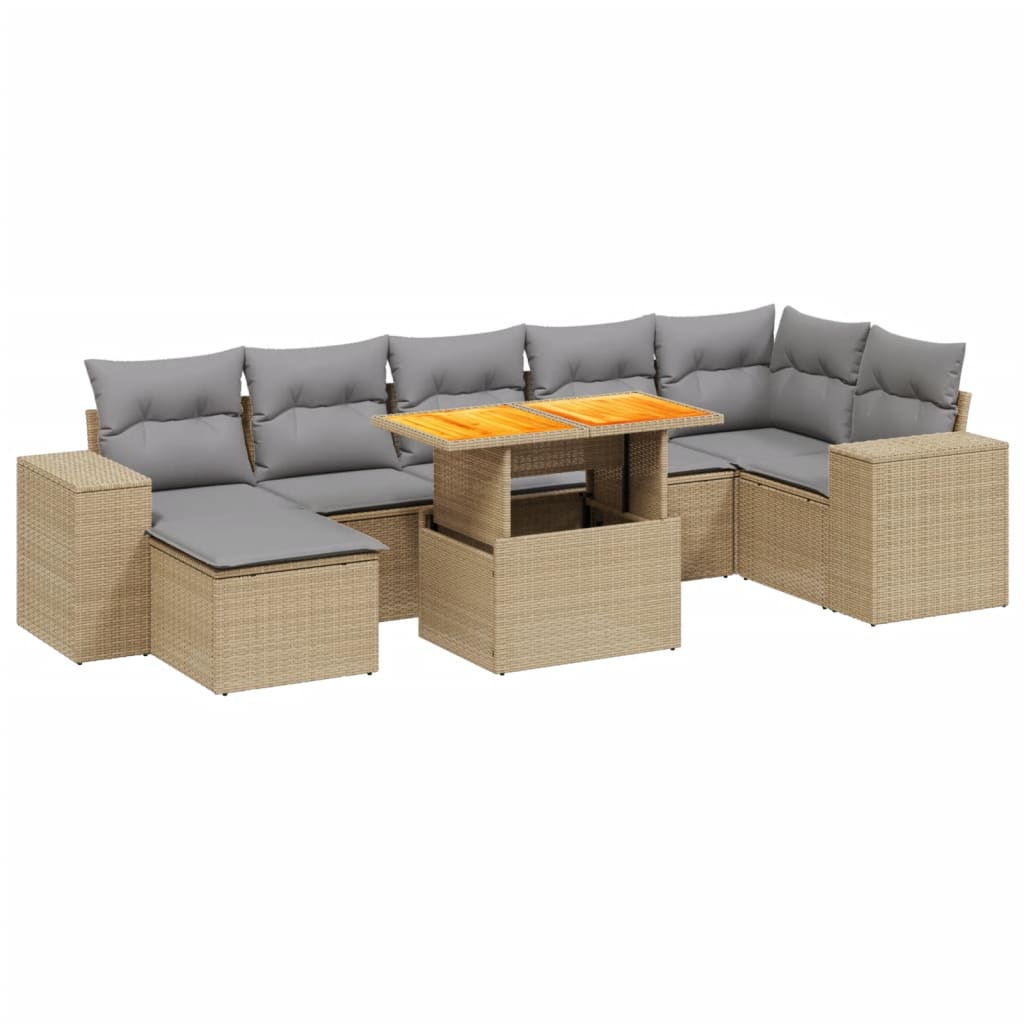 vidaXL 8-Piece Poly Rattan Lounge Set with Cushions Black