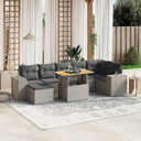 vidaXL 8-Piece Poly Rattan Lounge Set with Cushions Black