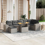 vidaXL 8-Piece Poly Rattan Lounge Set with Cushions Black