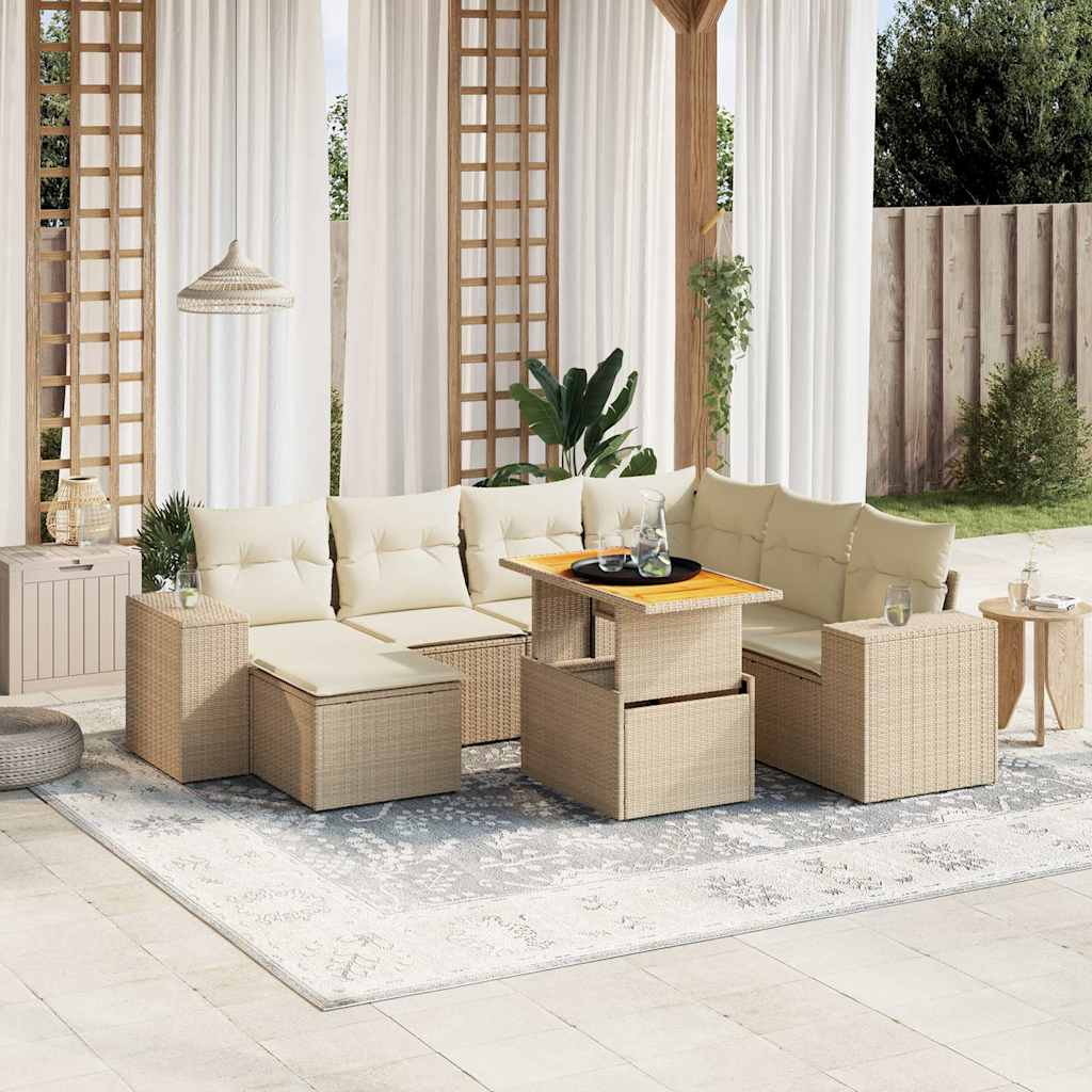 vidaXL 8-Piece Poly Rattan Lounge Set with Cushions Black