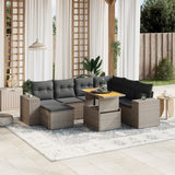 vidaXL 8-Piece Poly Rattan Lounge Set with Cushions Black