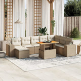 vidaXL 9-delige Loungeset met kussens poly rattan zwart