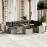 vidaXL 9-delige Loungeset met kussens poly rattan zwart
