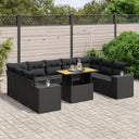 vidaXL 10-Piece Lounge Set with Cushions Poly Rattan Black