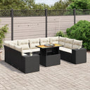 vidaXL 10-Piece Lounge Set with Cushions Poly Rattan Black