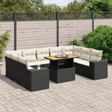 vidaXL 10-Piece Lounge Set with Cushions Poly Rattan Black