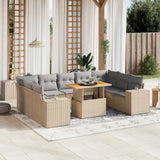 vidaXL 10-Piece Lounge Set with Cushions Poly Rattan Black