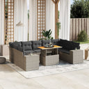 vidaXL 10-Piece Lounge Set with Cushions Poly Rattan Black