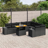 vidaXL 10-Piece Lounge Set with Cushions Poly Rattan Black