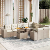 vidaXL 10-Piece Lounge Set with Cushions Poly Rattan Black