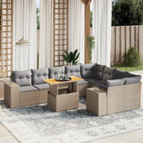 vidaXL 10-Piece Lounge Set with Cushions Poly Rattan Black
