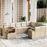 vidaXL 10-Piece Lounge Set with Cushions Poly Rattan Black