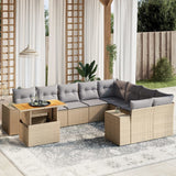 vidaXL 10-Piece Lounge Set with Cushions Poly Rattan Black