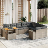 vidaXL 10-Piece Lounge Set with Cushions Poly Rattan Black