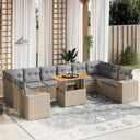 vidaXL 11-delige Loungeset met kussens poly rattan zwart