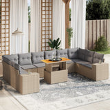 vidaXL 11-delige Loungeset met kussens poly rattan zwart