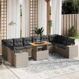 vidaXL 11-delige Loungeset met kussens poly rattan zwart