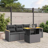 vidaXL 5-piece Lounge Set with Cushions Poly Rattan Black