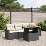 vidaXL 5-piece Lounge Set with Cushions Poly Rattan Black