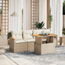 vidaXL 5-piece Lounge Set with Cushions Poly Rattan Black