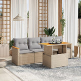 vidaXL 5-piece Lounge Set with Cushions Poly Rattan Black