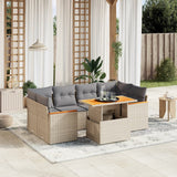 vidaXL 7-delige Loungeset met kussens poly rattan zwart