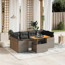 vidaXL 7-delige Loungeset met kussens poly rattan zwart