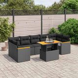 vidaXL 8-Piece Poly Rattan Lounge Set with Cushions Black