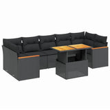vidaXL 8-Piece Poly Rattan Lounge Set with Cushions Black
