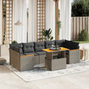 vidaXL 8-Piece Poly Rattan Lounge Set with Cushions Black