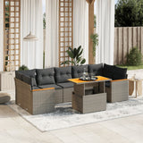 vidaXL 8-Piece Poly Rattan Lounge Set with Cushions Black