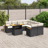 vidaXL 9-delige Loungeset met kussens poly rattan zwart