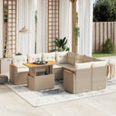 vidaXL 9-delige Loungeset met kussens poly rattan zwart