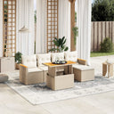 vidaXL 6-delige Loungeset met kussens poly rattan zwart
