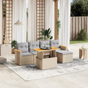 vidaXL 6-delige Loungeset met kussens poly rattan zwart