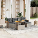 vidaXL 6-delige Loungeset met kussens poly rattan zwart