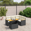 vidaXL 5-delige Loungeset met kussens poly rattan zwart
