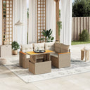 vidaXL 5-delige Loungeset met kussens poly rattan zwart