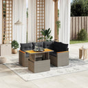 vidaXL 5-delige Loungeset met kussens poly rattan zwart