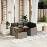 vidaXL 5-delige Loungeset met kussens poly rattan zwart