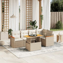 vidaXL 6-delige Loungeset met kussens poly rattan zwart