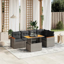 vidaXL 6-delige Loungeset met kussens poly rattan zwart