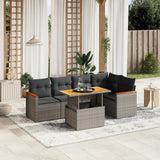 vidaXL 6-delige Loungeset met kussens poly rattan zwart