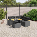vidaXL 6-Piece Lounge Set with Cushions Poly Rattan Black