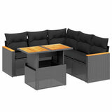 vidaXL 6-Piece Lounge Set with Cushions Poly Rattan Black
